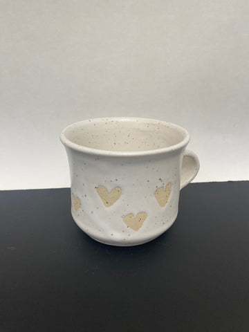 White Speckled Mug with Mini Hearts