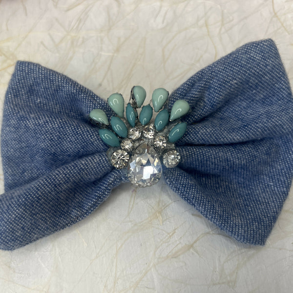 Denim Hair Bow - Denim Chic