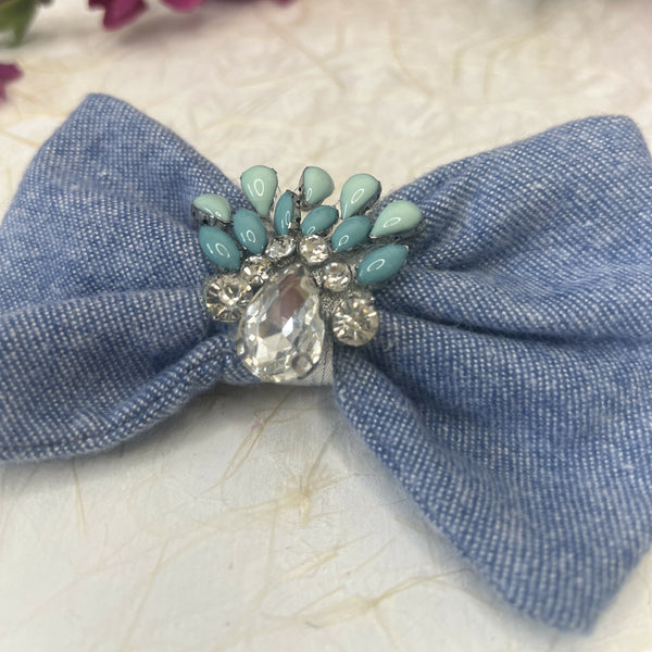 Denim Hair Bow - Denim Chic