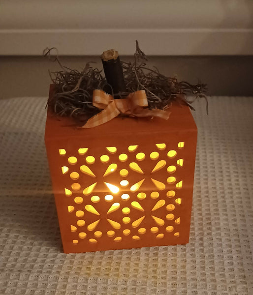 Wooden Pumpkin with tealight