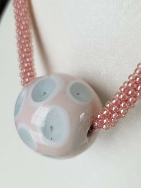 Lamp Work Pendant Kumihimo Necklace