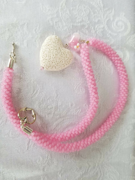 Heart Pendant Kumihimo Necklace