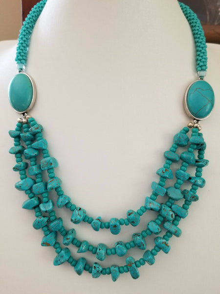 Turquoise Statement Necklace with Bracelet