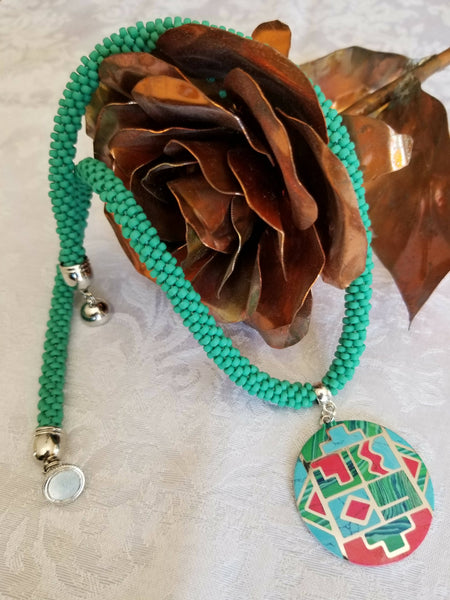 Southwest Style Turquoise Kumihimo Necklace
