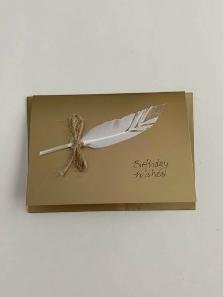 Feather Card on Gold - 7 different message options