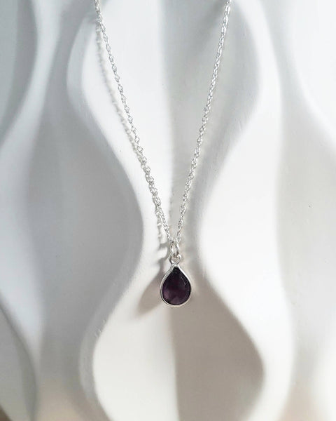 Sterling Silver or Gold Filled Gemstone Teardrop Necklace