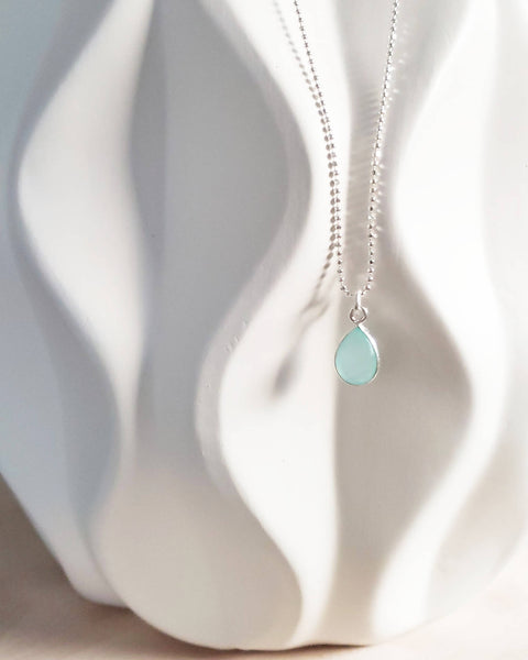 Sterling Silver or Gold Filled Gemstone Teardrop Necklace