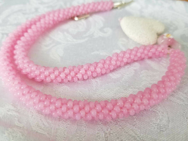 Heart Pendant Kumihimo Necklace