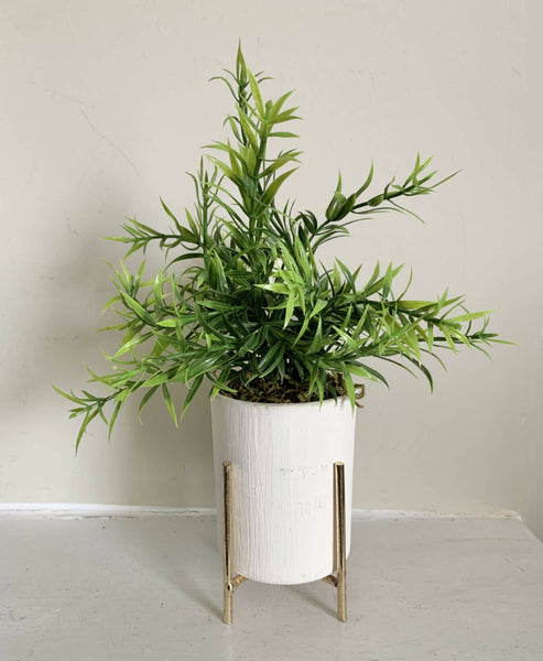 Greenery (faux) Pots - cream in gold metal riser