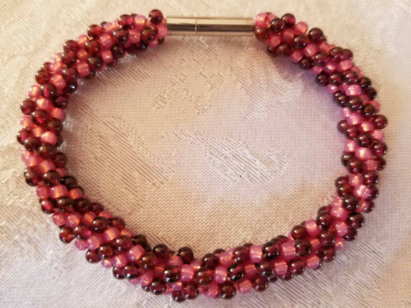Kumihimo Bracelet Garnet Bead
