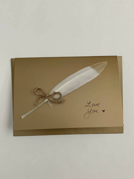 Feather Card on Gold - 7 different message options