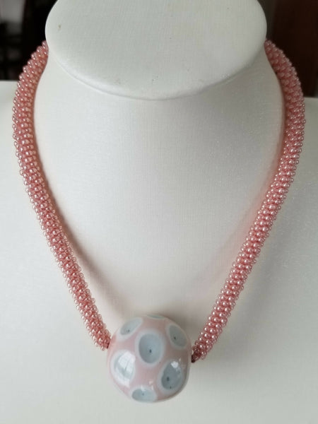 Lamp Work Pendant Kumihimo Necklace