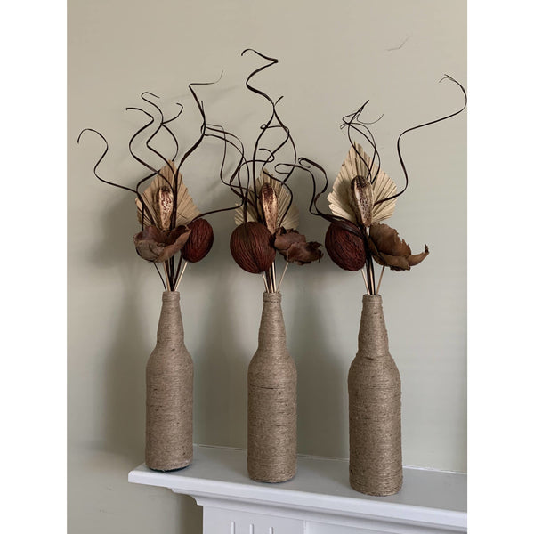 Dried Floral in Twine Bottle