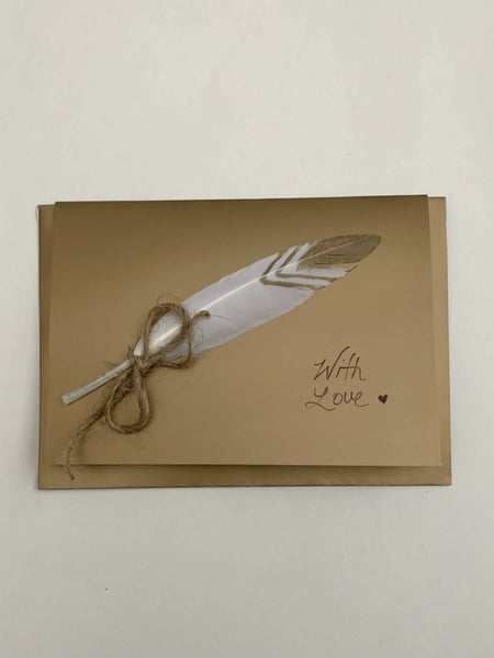 Feather Card on Gold - 7 different message options