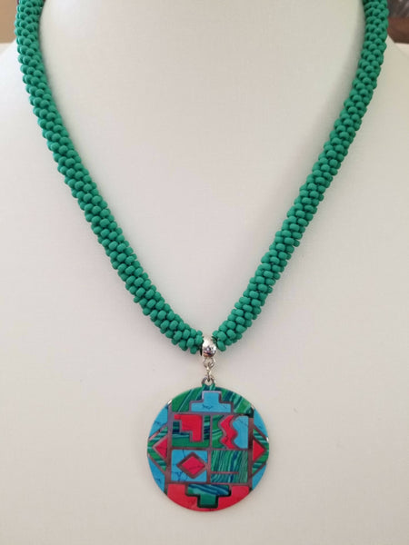 Southwest Style Turquoise Kumihimo Necklace