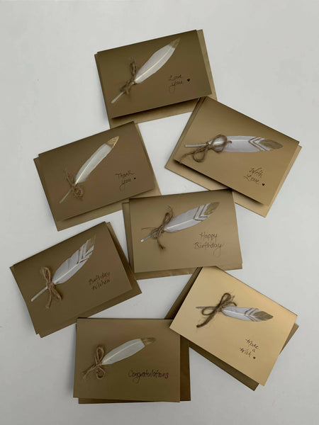 Feather Card on Gold - 7 different message options