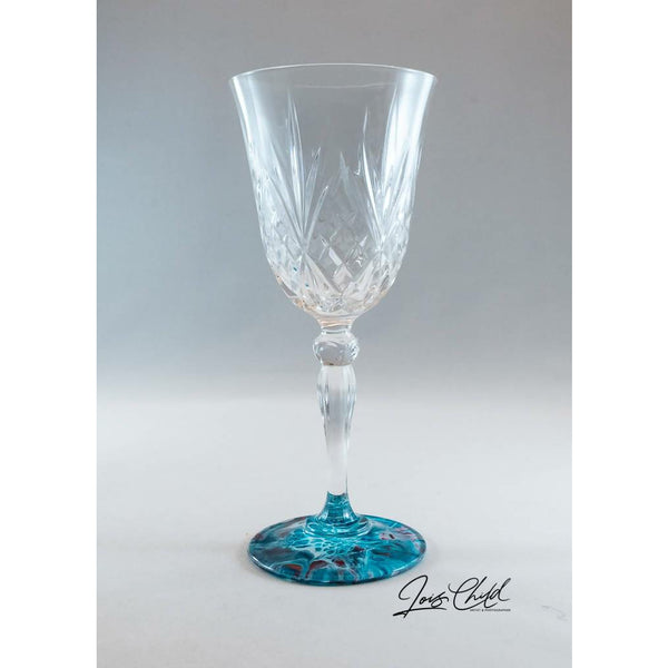 Wine Goblet with Unique Painted Base