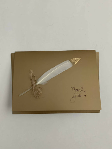 Feather Card on Gold - 7 different message options