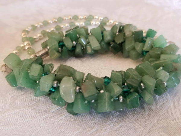 Aventurine Chip Kumihimo Necklace with Bracelet