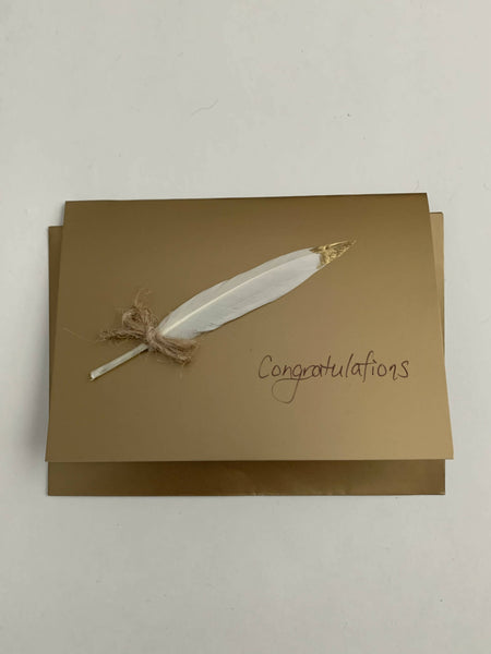 Feather Card on Gold - 7 different message options