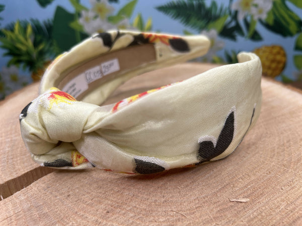 Knotted Headband - Beige Flowers