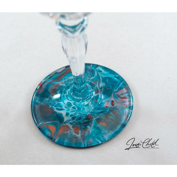 Wine Goblet with Unique Painted Base