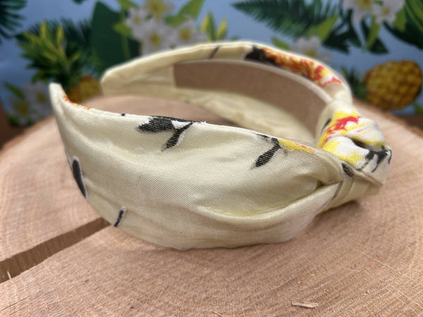 Knotted Headband - Beige Flowers