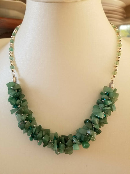 Aventurine Chip Kumihimo Necklace with Bracelet