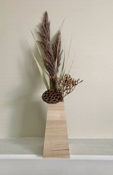 Dried Floral in wood vase