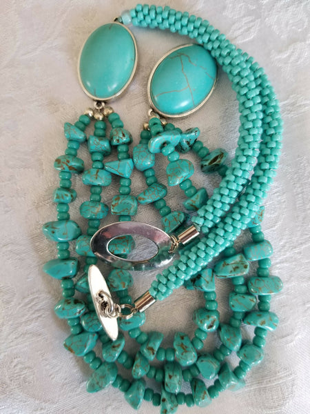 Turquoise Statement Necklace with Bracelet