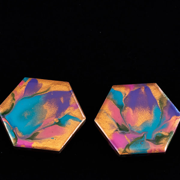 Hexagonal acrylic pour refrigerator magnets