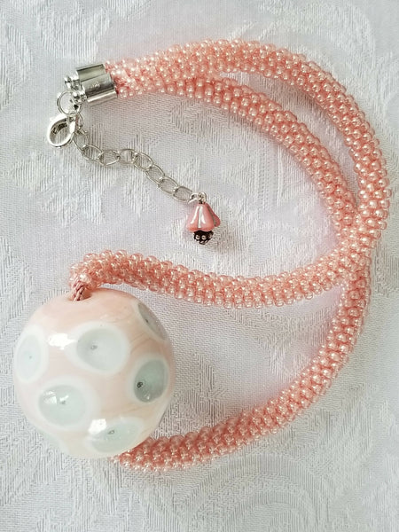 Lamp Work Pendant Kumihimo Necklace