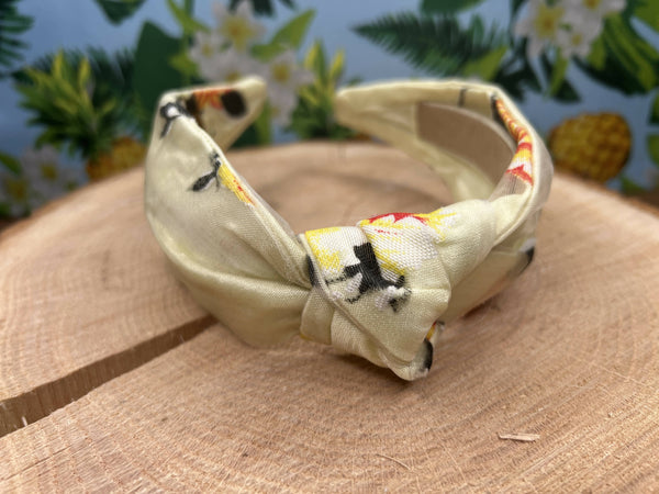Knotted Headband - Beige Flowers