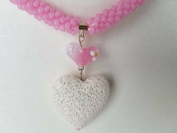 Heart Pendant Kumihimo Necklace