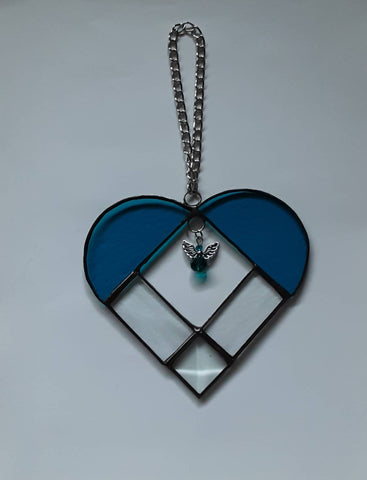 Stained glass large heart - Blue