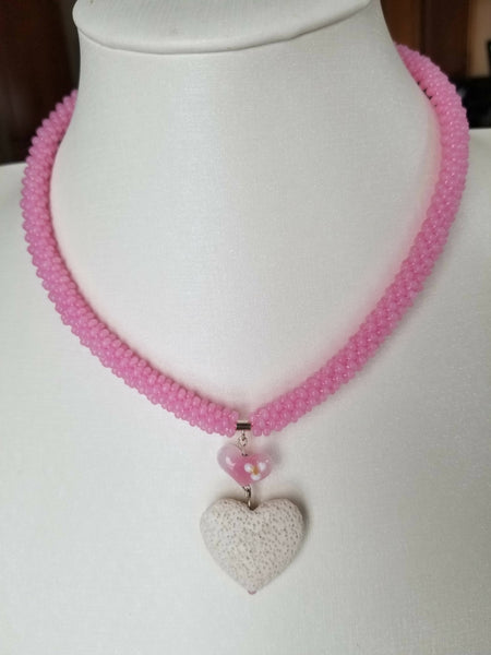 Heart Pendant Kumihimo Necklace