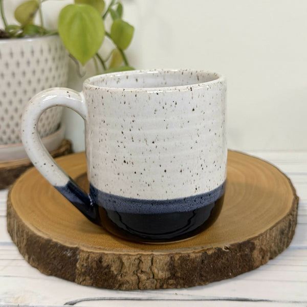 Black and white speckled Pottery mug 16 oz.