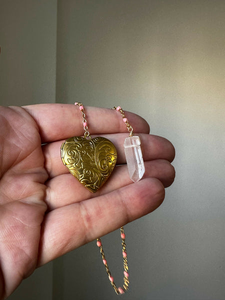 Heart Locket & Crystal Point Bookmark