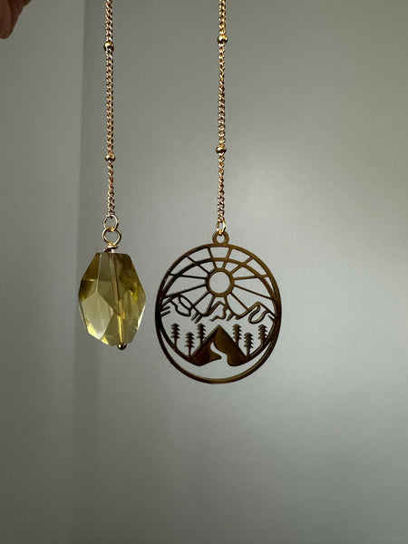 Mountain Charm & Lemon Quartz Bookmark