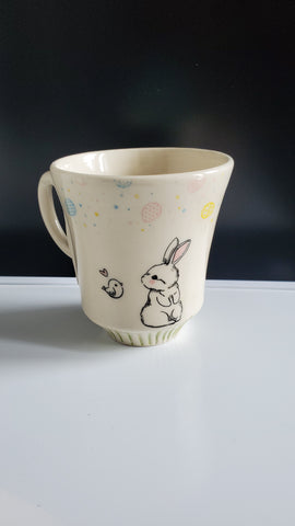 MUG - SPECKLED WHITE WITH BUNNY
