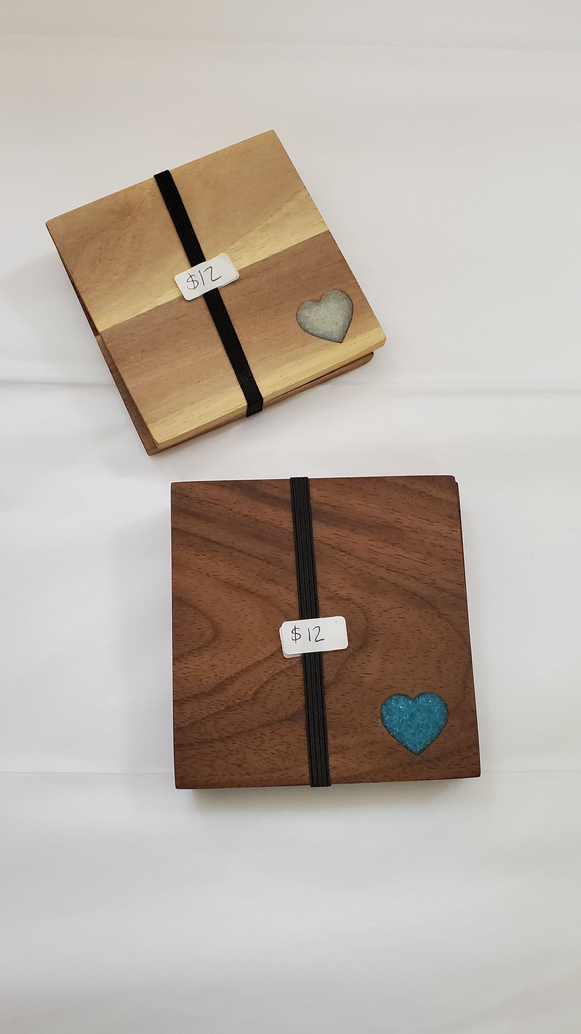 2pc. Heart Epoxy Coaster Set