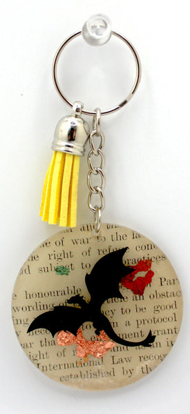 Book Page Keychain - Dragon