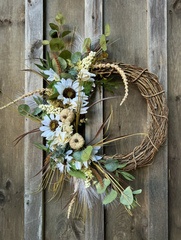 Autumn Dreams Dahlia, Eucalyptus & Petite Pumpkins Wreath