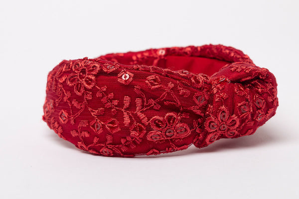 Red Embroidered Headband