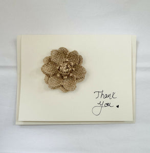 Thank You Card - burlap flower