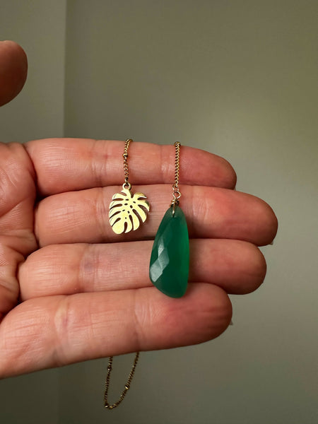 Monstera Leaf & Green Onyx Bookmark