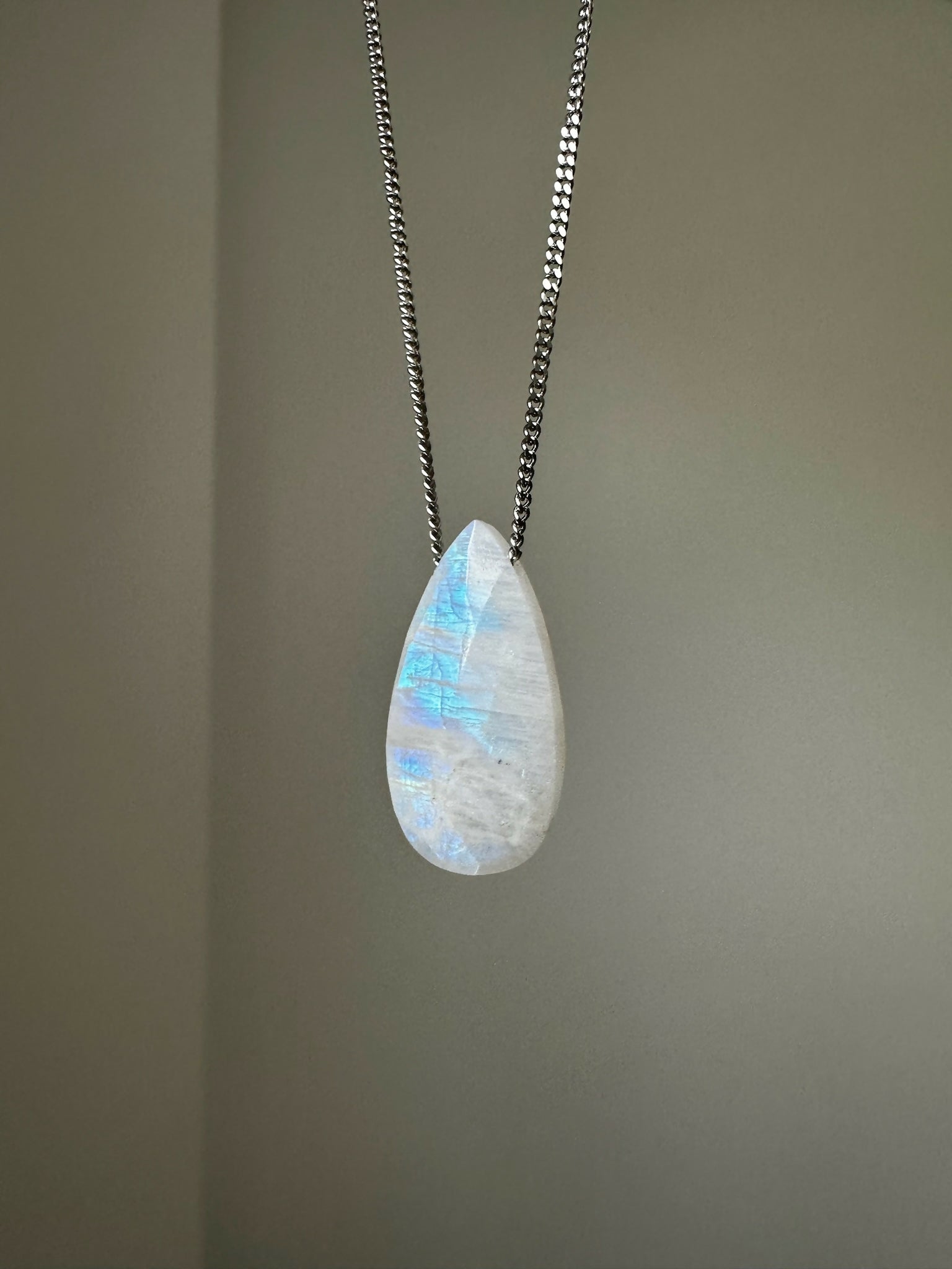 Silver Floating Moonstone Necklace