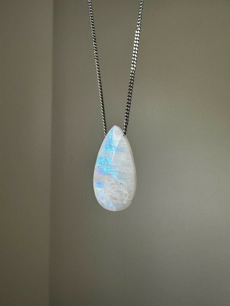 Silver Floating Moonstone Necklace
