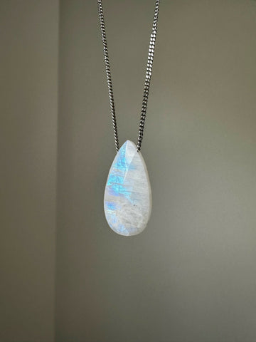 Silver Floating Moonstone Necklace