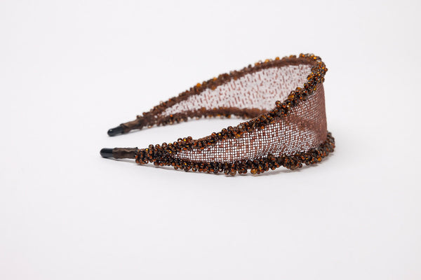 Brown Women's Beaded Headband